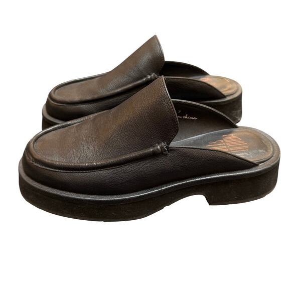 Charlotte Stone Shoes - Charlotte Stone Duncan Black Leather Platform Mule Loafers Women’s Size 7 Shoes